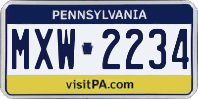 PA license plate MXW2234