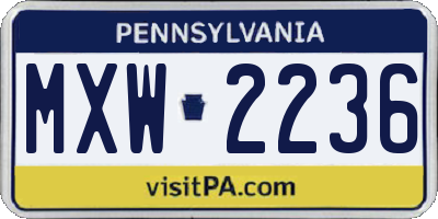 PA license plate MXW2236