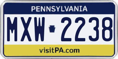 PA license plate MXW2238