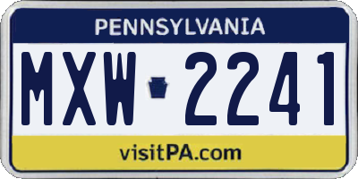 PA license plate MXW2241