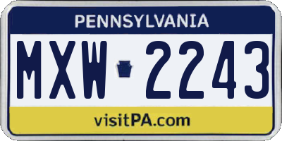 PA license plate MXW2243