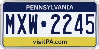 PA license plate MXW2245