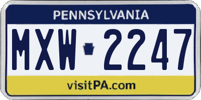 PA license plate MXW2247