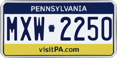 PA license plate MXW2250