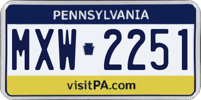 PA license plate MXW2251