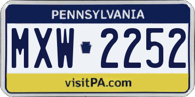 PA license plate MXW2252