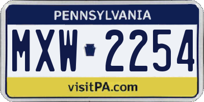 PA license plate MXW2254