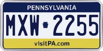 PA license plate MXW2255