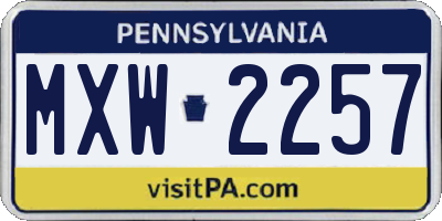 PA license plate MXW2257