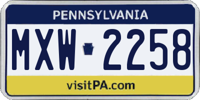 PA license plate MXW2258