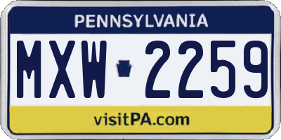 PA license plate MXW2259