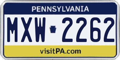 PA license plate MXW2262