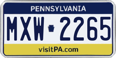 PA license plate MXW2265