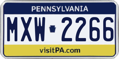 PA license plate MXW2266
