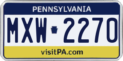 PA license plate MXW2270