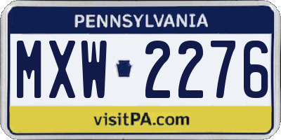 PA license plate MXW2276