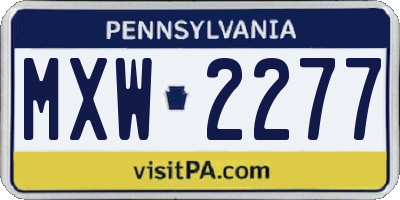 PA license plate MXW2277