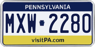 PA license plate MXW2280
