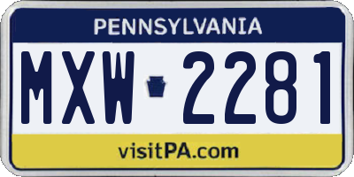 PA license plate MXW2281