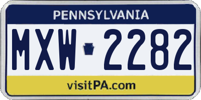 PA license plate MXW2282