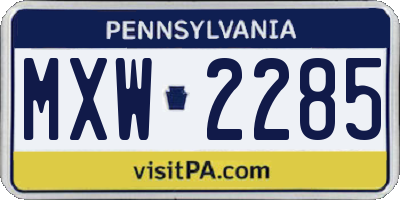 PA license plate MXW2285