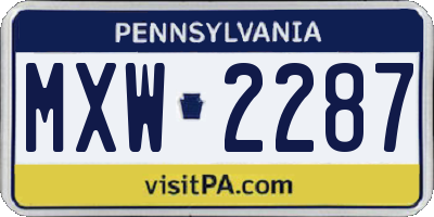 PA license plate MXW2287