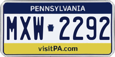 PA license plate MXW2292