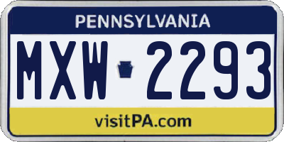 PA license plate MXW2293