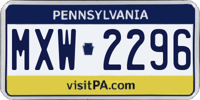 PA license plate MXW2296