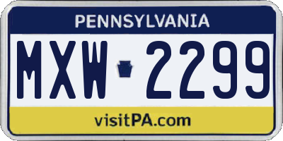 PA license plate MXW2299