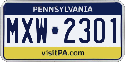 PA license plate MXW2301
