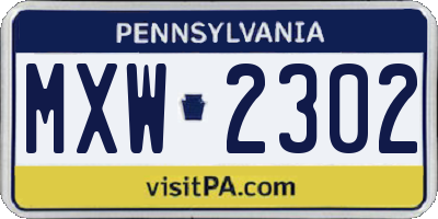 PA license plate MXW2302