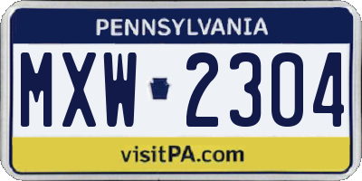PA license plate MXW2304