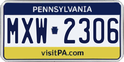 PA license plate MXW2306