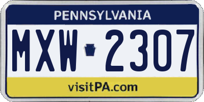 PA license plate MXW2307