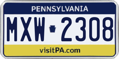 PA license plate MXW2308