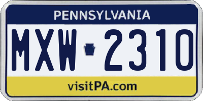 PA license plate MXW2310