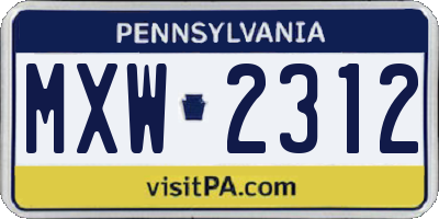 PA license plate MXW2312