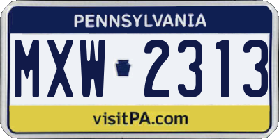 PA license plate MXW2313