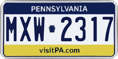 PA license plate MXW2317