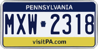 PA license plate MXW2318