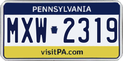 PA license plate MXW2319