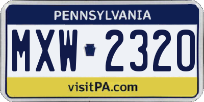 PA license plate MXW2320