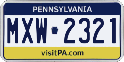 PA license plate MXW2321