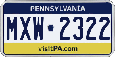 PA license plate MXW2322