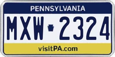 PA license plate MXW2324
