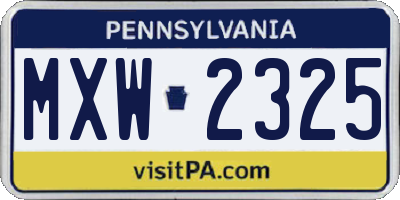PA license plate MXW2325