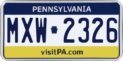 PA license plate MXW2326