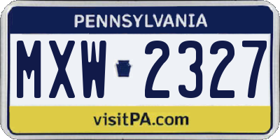 PA license plate MXW2327