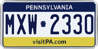 PA license plate MXW2330